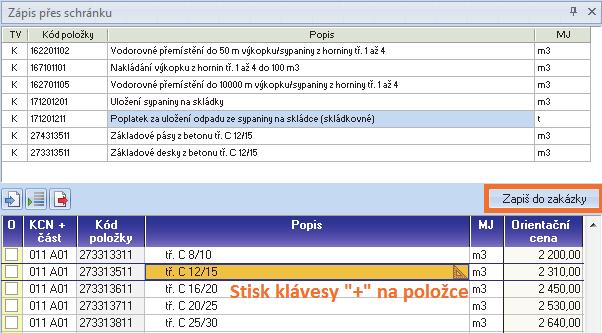 Při zápisu můžete také upravit cenu nebo ostatní údaje, nebo je také můžete upravit později v rozpočtu.