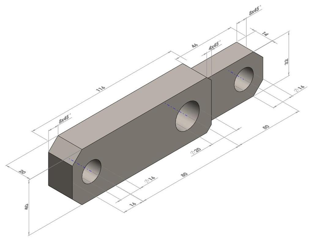 předepsání jakosti povrchu součásti (s ohledem na funkci součásti); g) vyplnění popisového pole (volba materiálu a polotovaru). Nakreslete výrobní výkres dané součásti.