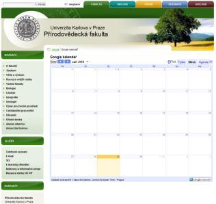 probíhajících událostech Info pro zaměstnance Google kalendáře pro pracoviště Každé pracoviště má kalendář s událostmi Kalendáře integrované do stránky