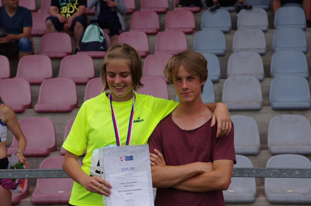 Lucie Pertlíková, Jan Švec Soutěže družstev 2016 ŽÁCI ŽÁKYNÉ Mistrovství Čech - skupina B 8. Atletika Jihlava 48 žákyně 10.