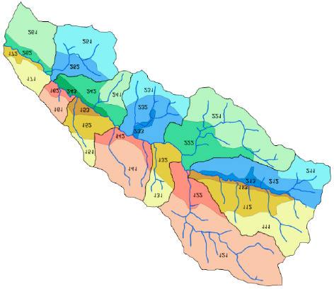Analysis of flood events on small river catchments using the KINFIL model Fig. 3. Runoff pattern for KINFIL 2 schematization. Obr. 3. Odtokové schéma pro model KINFIL 2.