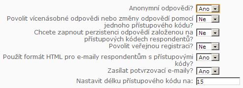 5.2.1 Základní nastavení dotazníku Po založení průzkumu/zvolení ze seznamu průzkumů