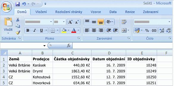 Kontingenční tabulka Chcete-li vytvořit kontingenční tabulku nebo kontingenční graf, je nutné se připojit ke zdroji dat a zadat umístění sestavy. 1.