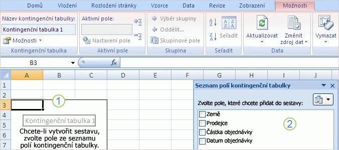 5. Provedením jednoho z následujících kroků zadejte umístění: Chcete-li kontingenční tabulku umístit na nový list počínaje buňkou A1, klikněte na přepínač Nový list.