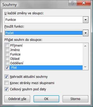 Souhrny Souhrn vytvořený z výše popsané ukázky vypadá následovně: 1.