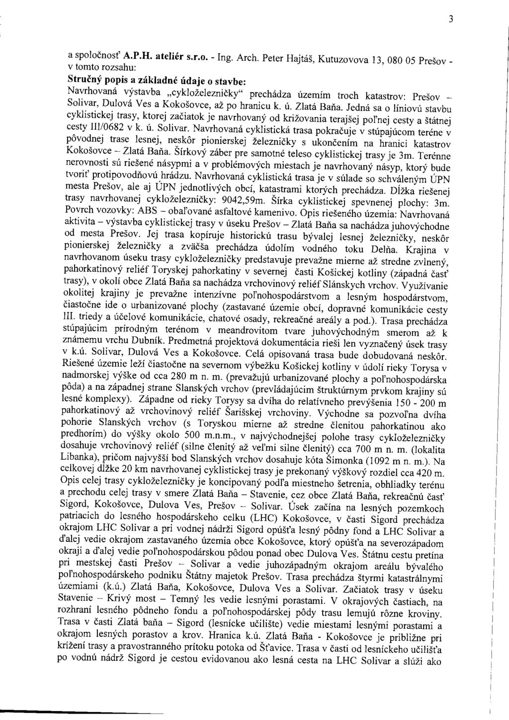 3 a spoločnosť A.P.H. ateliér s.r.o. -Ing. Arch.