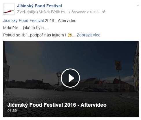 After video After video Jičínského Food Festivalu je ke shlédnutí ZDE: www.youtube.