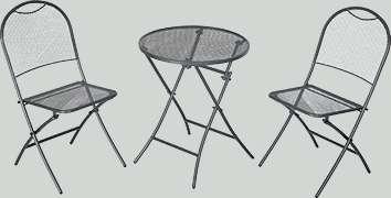 skládací stolek (6 x 6 cm), ocelová konstrukce práškově lakovaná antracitovou barvou,