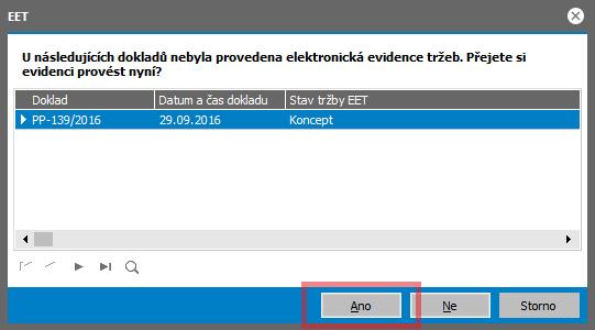 Obr. 12 Dotaz na odeslání tržby do EET V tiskové sestavě jsou poté uvedeny příslušné údaje o EET Obr. 13 Tisková sestava s údaji EET 2.4.