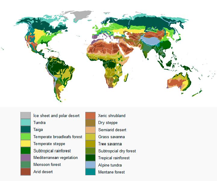 Obr. 14: Mapa biomů na Zemi Zdroj:https://adapaproject.org/bbk/tiki-index.php?page=Branch%3A+What+are+the+main+biomes+w e+find+on+earth%3f (cit. 20. 5. 2015) 3.