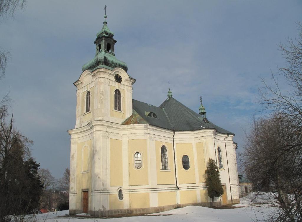 Smržovka, kostel sv. Archanděla Michaela, 1766-1781 1. Smržovka, Kostel sv. Archanděla Michaela, celkový pohled od západu. Foto: autor. 2a. Smržovka, Kostel sv. Archanděla Michaela, půdorys v úrovni přízemí.