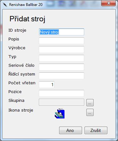 Str. 42 Po zvolení "Přidat stroj", naskočí tabulka na obrázku Obrázek 36.