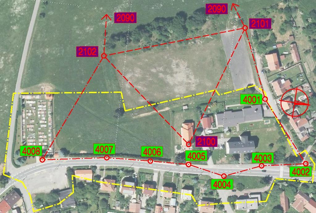 5.1.3 Metoda polygonového pořadu Ze všech možných metod byl polygonový pořad s rajony vyhodnocen jako nejlepší.