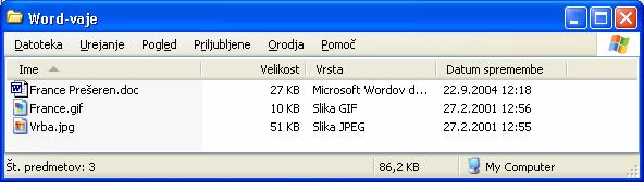 Podrobnosti 3.5. Delo z mapami 3.5.1. Izdelava novih map Nove mape kreiramo z namenom boljše organizacije namizja (Namizje) ali pa organizacije ostalih map.
