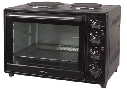 otočný časovač vonkajšie rozmery (š x v x h): 440 x 258 x 325 mm príkon: 1 270 W Elektrická rúra EC-380 elektrická rúra s dvoma platňami vnútorný objem rúry: 34 l funkcia rúry a variča
