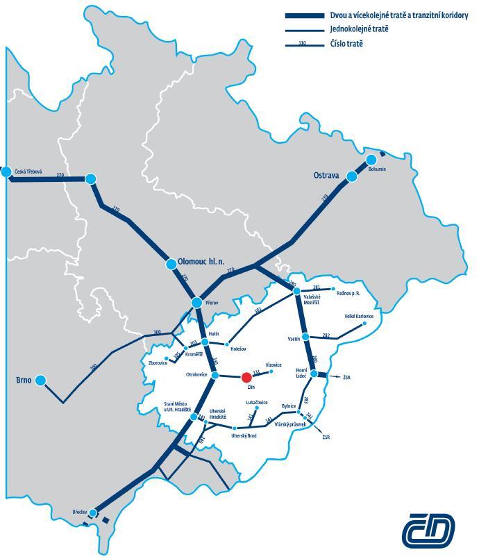 Priority Zlínského kraje 1. Modernizace a elektrizace trati 331 Otrokovice Zlín Vizovice 2. Modernizace a elektrizace trati Staré Město Uherské Hradiště Luhačovice / Bojkovice / Veselí nad Moravou 1.