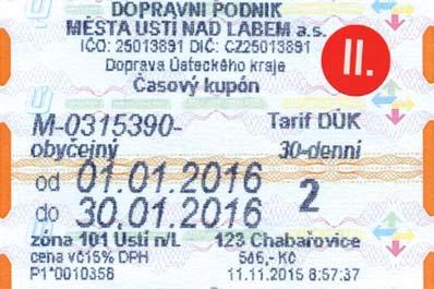 Jízdní doklady tarifu DPmÚL platné s účinností od 1. 1. 2016 Nové integrované papírové jízdenky pro jednotlivou jízdu a časové nepřenosné platné od 1. 1. 2016 V souvislosti s částečnou integrací DPmÚL se systémem DÚK, která vejde v platnost od 1.