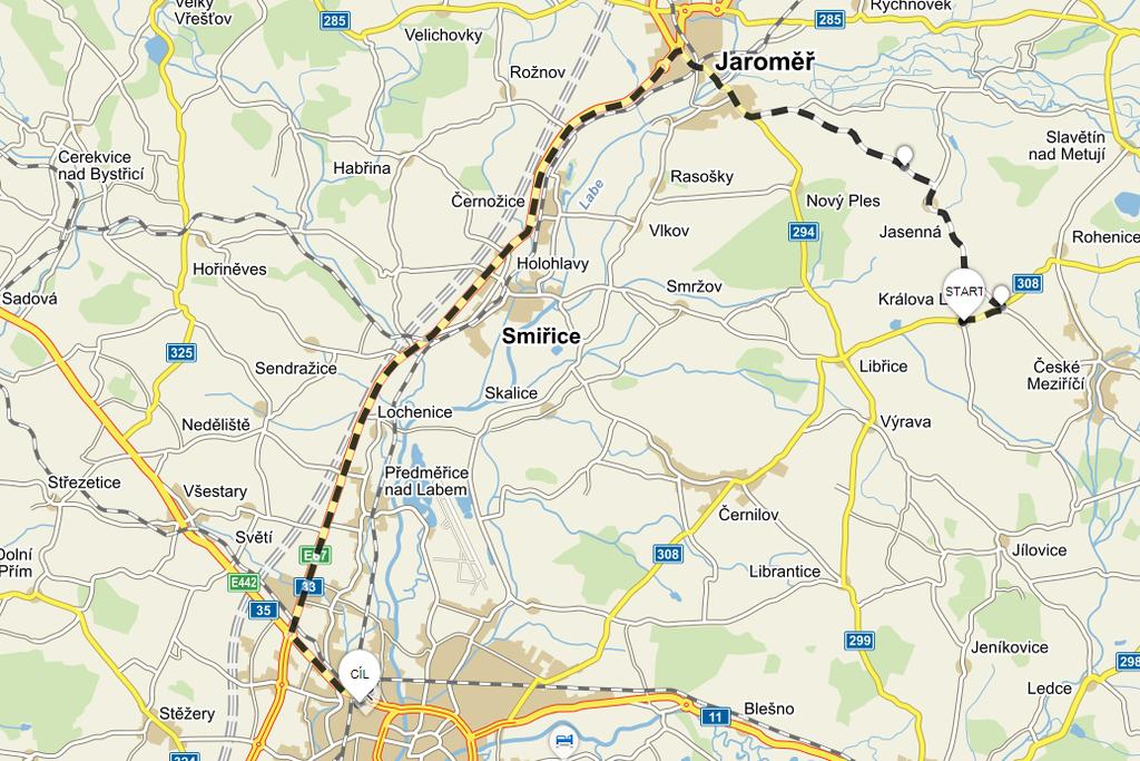 Objízdná trasa pro dálkové linky 640022, 640111, 640120, 640202, 640381 a většinu spojů linky 640102 Umístění náhradní autobusové zastávky Libřice: