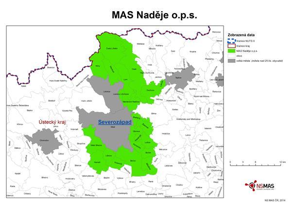 ÚZEMNÍ PŮSOBNOST Do území působnosti Společnosti patřilo v roce 2015 22 obcí, jejichž zastupitelstva schválila usnesení o působení Společnosti na jejich území a zavázala se ke spolupráci jak při