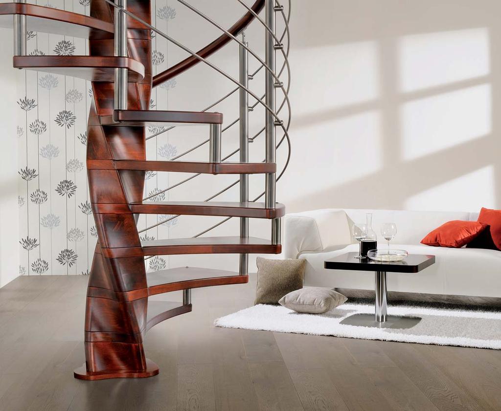 JAP Tango Točité interiérové schodisko v kombinácii drevo nerez s