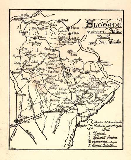 Trinkov zemljevid Slovani v severni Italiji iz leta 1899. MUA AV ČR, AAV, Fond Adolf Černý malo znano severnoitalijansko pokrajino.