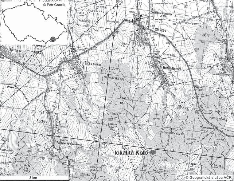 20 AC D O Á V., NO O Ý I., Á M., FU O Á J., F O K. O Á E. br. 1: Geogra cká poloha studované lokality. Fig. 1: Studied site location. Colchicum autumnale, Crataegus sp.