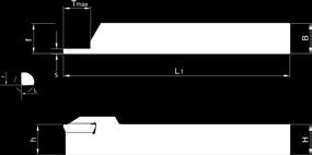 Nástroje na 260-D Zapichování a podélné / Grooving, Groove Turning h = H Rozměry Dimensions [mm] R L H=B L 1 f T max s [mm] R/L 260. 1212. 015 - D 12 80 12.3 12 R/L 260. 1616. 015 - D 16 100 16.3 14.