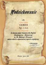 objektu VYZNAMENANIA A ODMENY Spoločnosť Gerda počas