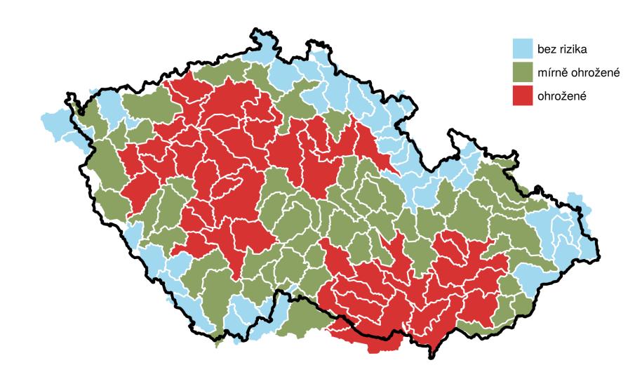 Regionalizace ČR - hydrologické sucho regionalizace je provedena pomocí