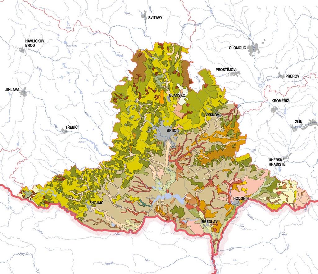 Příroda Půdní typy 0 5 10 15 25 km Zdroj: Česká geologická služba Půdní druhy Využití ploch půdy převážně hlinitopísčité až písčitohlinité půdy převážně hlinité půdy převážně jílovitohlinité půdy
