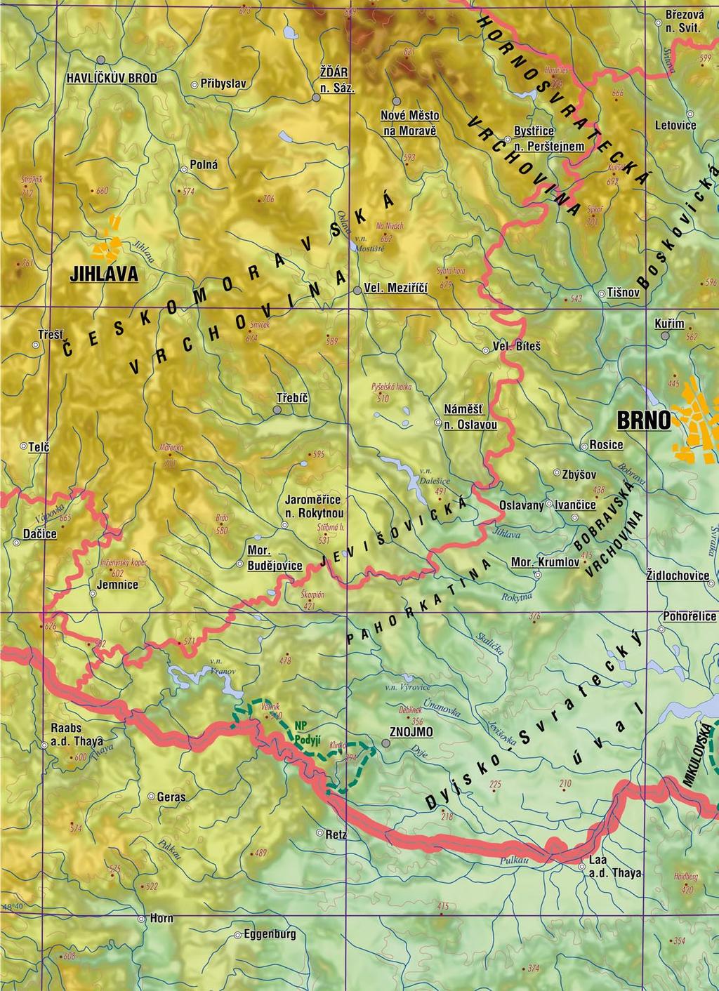 Obecná mapa vodní tok 17,5 průměrný roční průtok (m 3 /s) vodní nádrž jeskyně propast výškový bod s názvem hranice e
