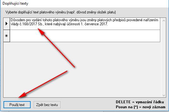 doplňkový text,