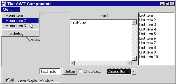GUI (Graphical User Interface) Vizuální a interaktivní komunikaci počítač-člověk podporují balíčky: java.awt - obsahuje: - komponenty: knoflíky, textová pole, menu, posuvníky, grafiku.