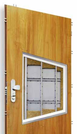 Konstrukce dveří Aktivní jistící body ovládané zámkem, zdvojené, navařené do rozvorového mechanismu, znásobují bezpečnost a odolnost dveří proti jejich vysazení ze závěsů, páčení a vytlačení ze