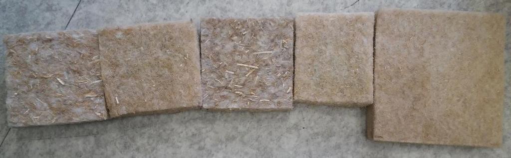 Vítězslav NOVÁK, Jiří ZACH: Behavior of thermal insulation materials made from row and waste bast fibers from agriculture Samples made from fibres F1 contained 20 % of bicomponent fibres.