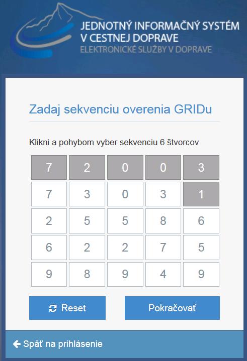 Obr. 6 Zadanie sekvencie overenia