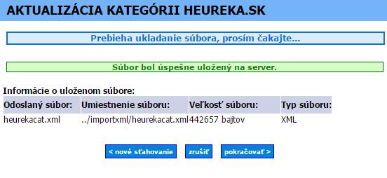 1. Stiahnutie importného súboru 2. Príprava súboru na aktualizáciu 3. Priebeh aktualizácie kategórii (pozostáva minimálne z 12 krokov a môže trvať aj niekoľko minút) 4.