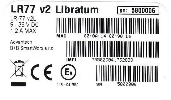 5.2 Značení dodávky Obchodní název Typové značení Ostatní LR77 v2 Libratum LR-77-v2L Verze v plastové krabičce LR77 v2 Libratum s WiFi LR-77-v2L Verze s WiFi v plastové krabičce LR77 v2 Libratum SL