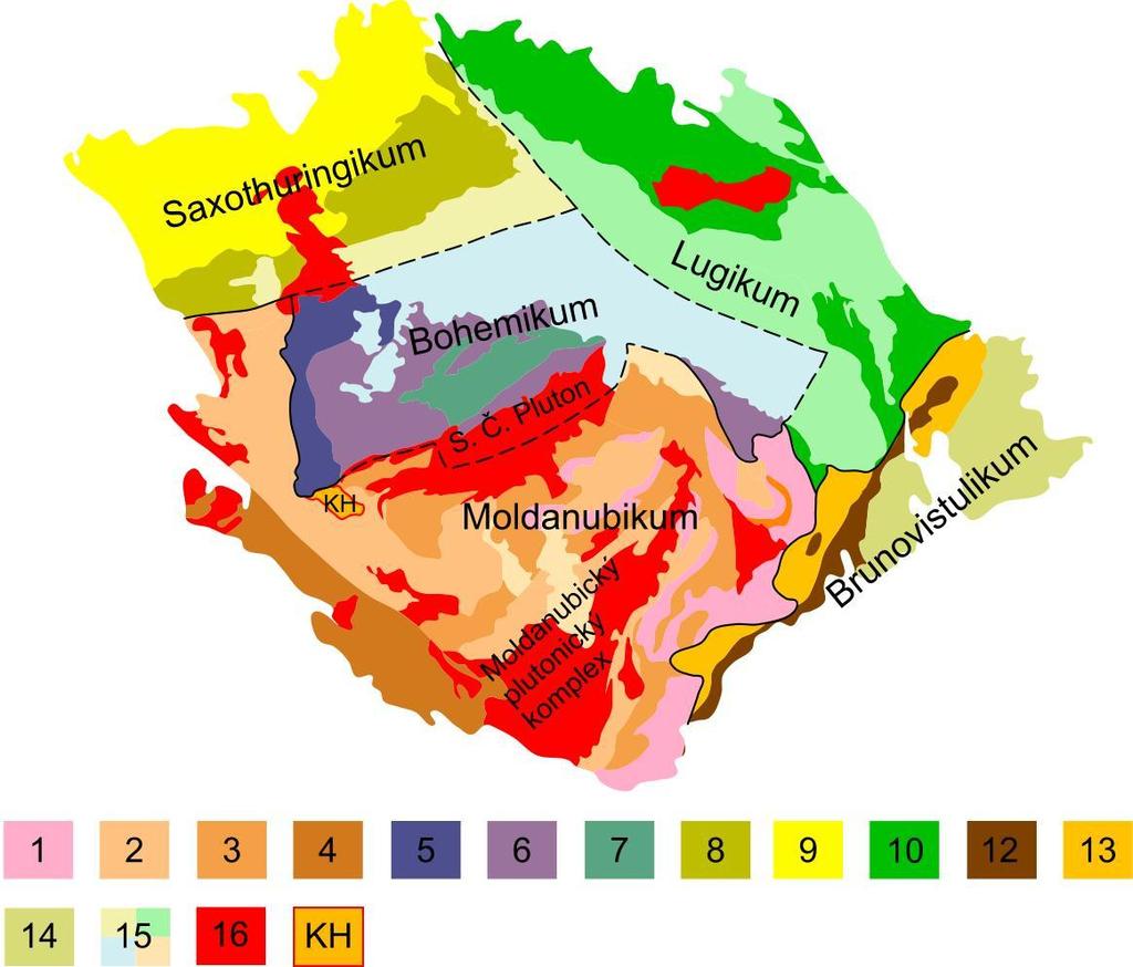 Obr. 8: Členění Českého masivu.