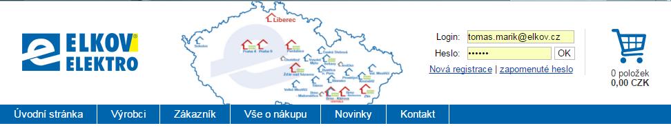 Přihlášení a uživatelská administrace účtu Přihlášení probíhá pomocí uživatelského jména (registrovaný email) a hesla. Automatické odhlášení při nečinnosti je po 2h.