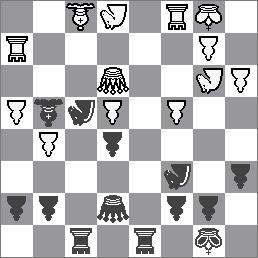 39. Jxh7 Sb1 39....Sc4 40. Jg5 Sxf1 41. Kxf1 Jc4 stavělo před Botvinnika težší úkoly. 40. Sa6 Jd5 41. Kf2 Je3 42. Se2 Ke6 43. Jg5+ Kd5 Nyní vypadá hrozba Jc4 velmi silně. Ale jen vypadá.