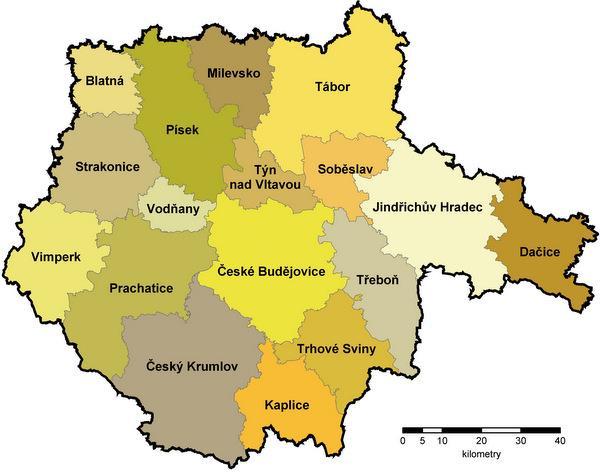 2 Popis území Území správního obvodu obce s rozšířenou působností Vodňany (dále Vodňansko) se nachází v jihozápadní části Jihočeského kraje na pomezí Prachaticka, Písecka a Strakonicka.