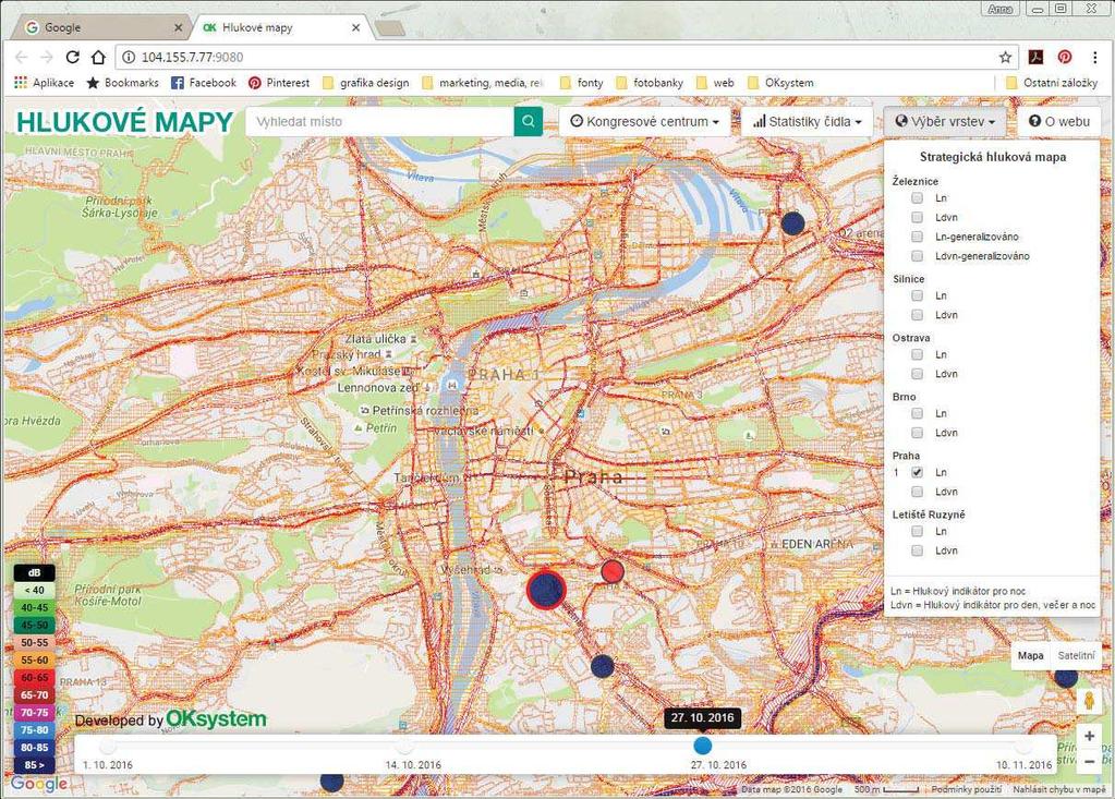 Hluková mapa Lokace: vyhledávání nebo seznam Statistiky