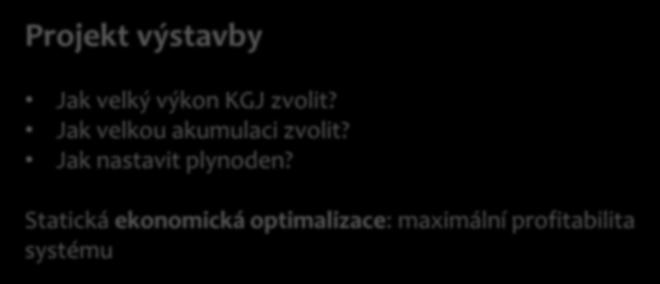 Projekt výstavby Jak velký výkon KGJ zvolit? Jak velkou akumulaci zvolit?