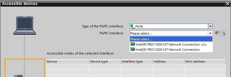 rozhranní PG/PC (User device) Přístupná rozhranní lze zobrazit v