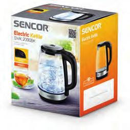 Varné konvice SWK 2090BK Chytrá rychlovarná konvice Objem 2,0 l Funkce udržování teploty Příkon 2200 W Ohřev vody na zvolenou teplotu: 50-100 C Filtr pro