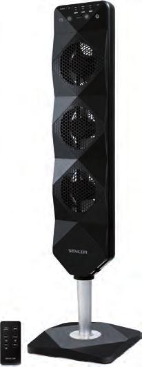 Letní ventilátory SFN 5040BL Stojanový ventilátor Ultra tenký design (90 mm) Úspora prostoru Velmi tichý provoz Ovládací panel s dotykovým ovládáním Dálkové ovládání Možnost automatické rotace 3