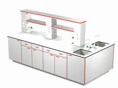 Laboratorní nábytek Fisher Laboratorní nábytek Fisher umožňuje vytvářet modulární sestavy laboratorních stolů od jednoduchých pracovišť pro práci v sedě až po náročnější sestavy stolů s rozvody médií.
