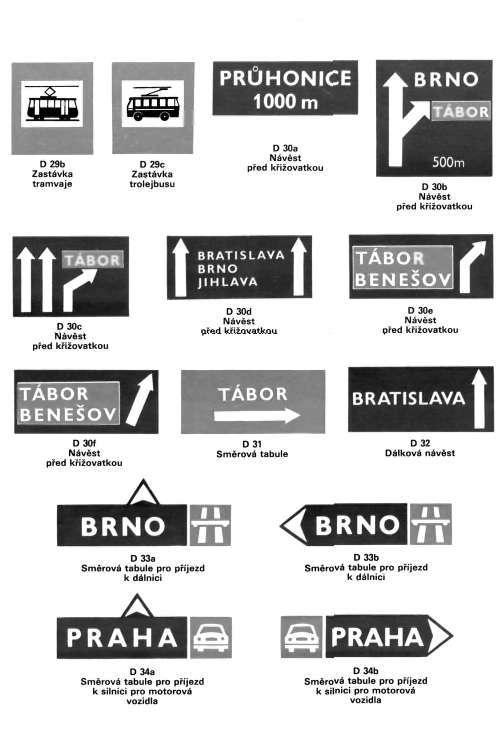 I^SÉMI *»] D29b Zastávka tramvaje na 0 30c Navést před křižovatkou TÁBOR BENEŠOV D30f Navést před křižovatkou D29c Zastávka trolejbusu PRŮHONICE 1000m D30d Nevést před křižovatkou D30a Nevést před