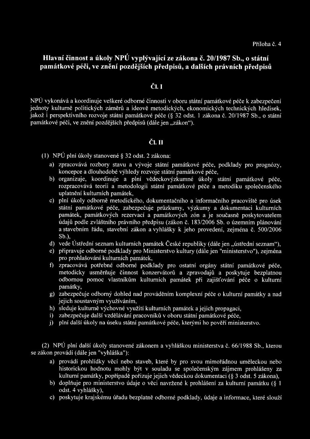 vědeckovýzkumné úkoly státní památkové péče, rozpracovává teorii a metodologii státní památkové péče a metodiku společenského uplatnění kulturních památek, c) plní úkoly odborně metodického,